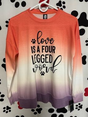 Dog Graphic Super Soft Ombre Long Sleeve Top - NWT